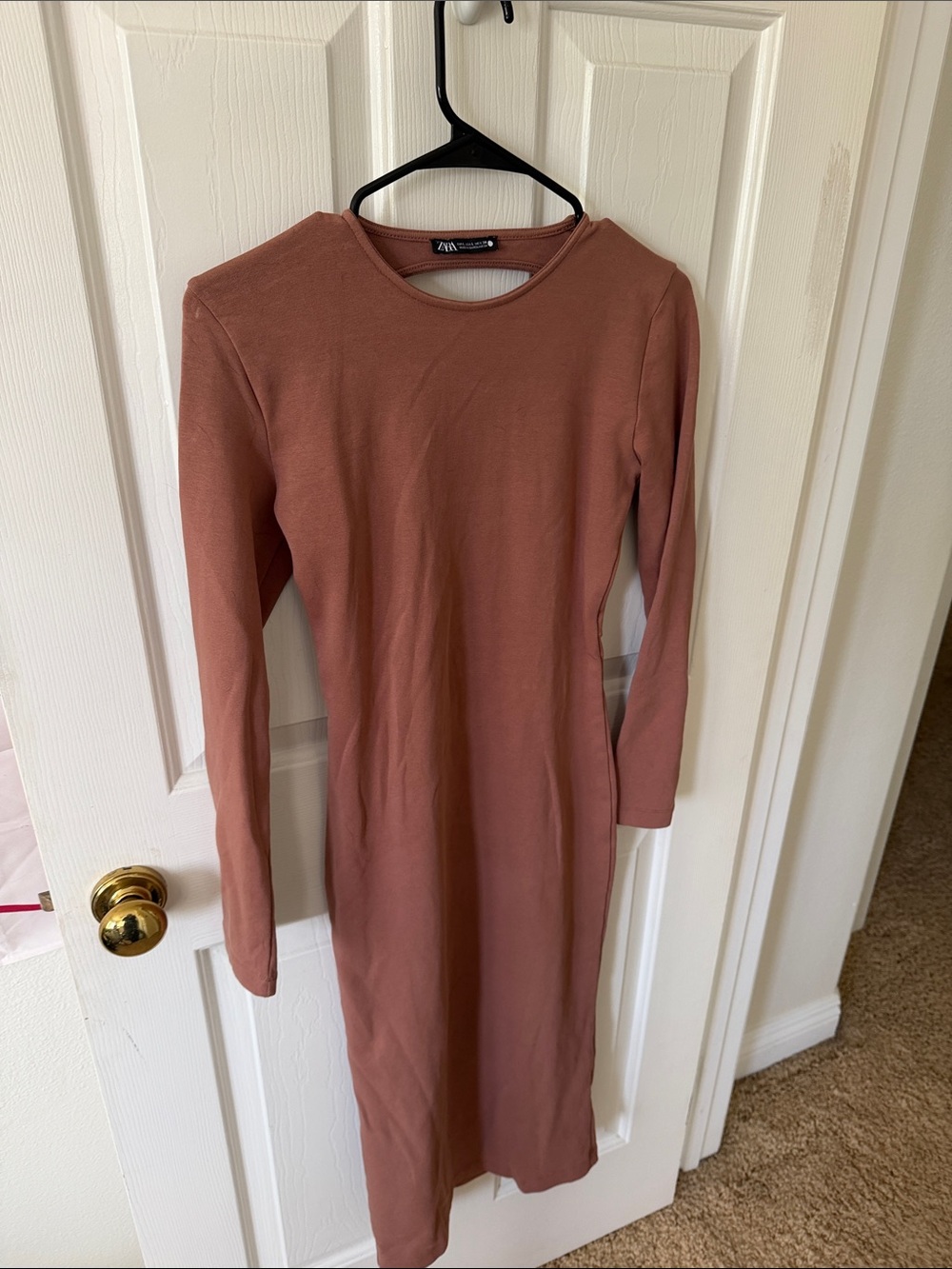 Zara Long Sleeve Midi Dress in Dusty Rust